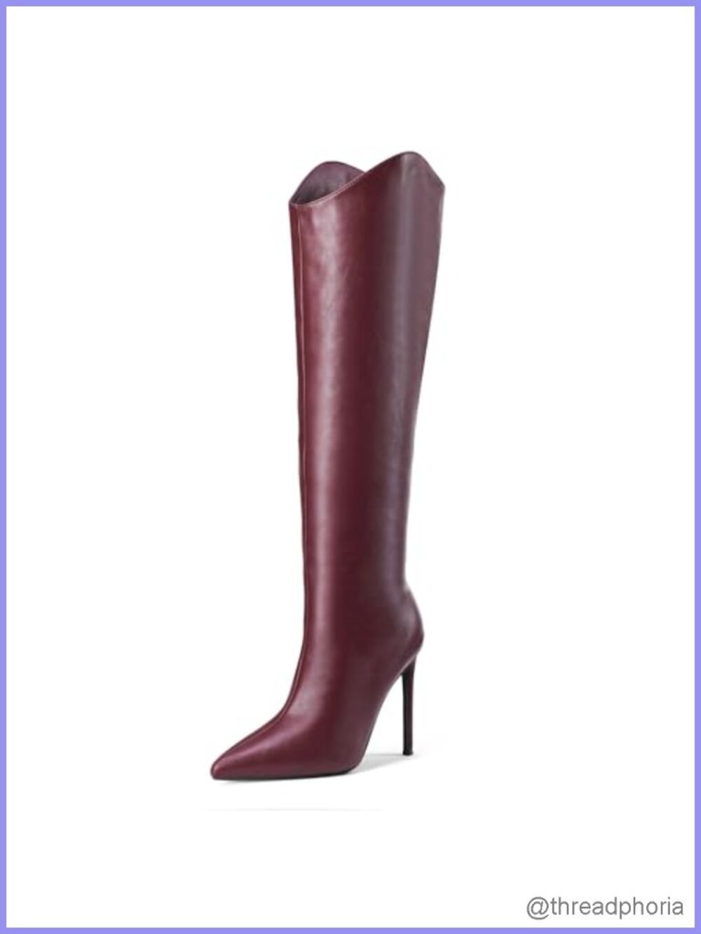 Women's Knee High Boots Pointed Toe Stiletto Heel Wide Calf Slip On Winter Long